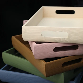 

DUNXDECO Home Office Store Storage Wood Preservation Tray Key Accessories Cup Cake Holder Modern Simple Classical Container