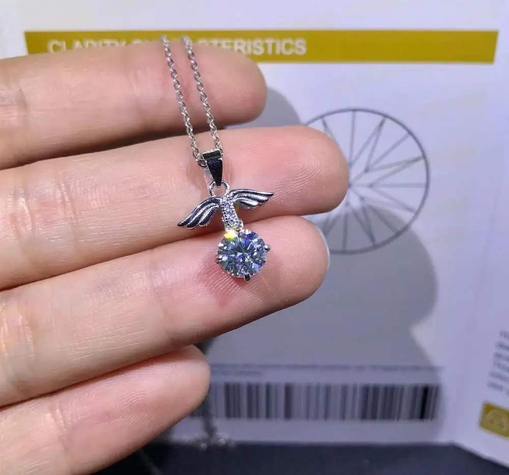 MeiBaPJ 1 карат D Dolor Moissanite драгоценный камень модное простое ожерелье с подвеской для женщин Настоящее серебро 925-й пробы хорошие Свадебные украшения
