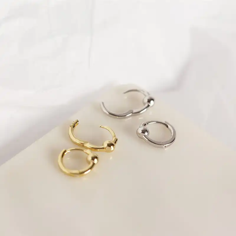 WTLTC 925 стерлингового серебра маленькие колечки для пирсинга серьги для женщин 3 мм Мини шариковые уши широкие Серьги бисерные пирсинг обручи Eariings