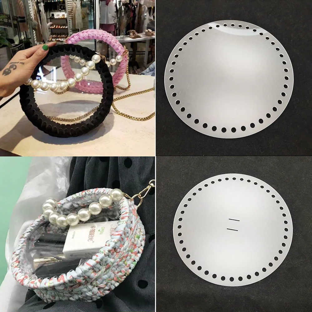 

1Pieces 45 Holes 18cm Round Shape Clear Acrylic Base Mould For Knit Bag Hand-wrapped Material Board material tejido a mano