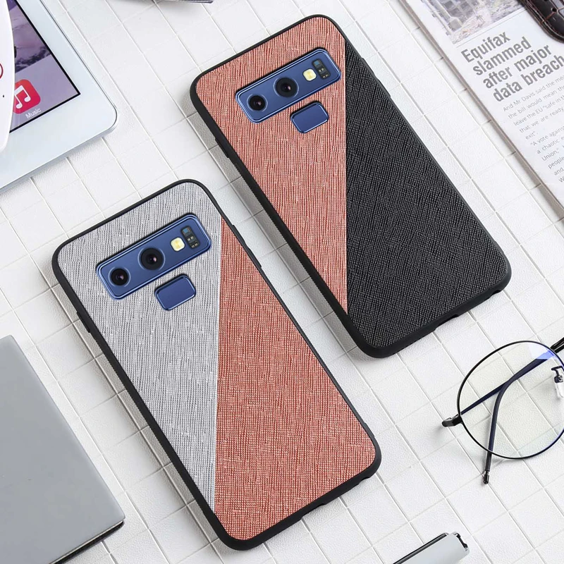 YonLinTan Cover Case For Samsung Galaxy Note 9 Note9 Fashion Cloth Shockproof Fabric Texture Hard Bumper Silicone Frame |