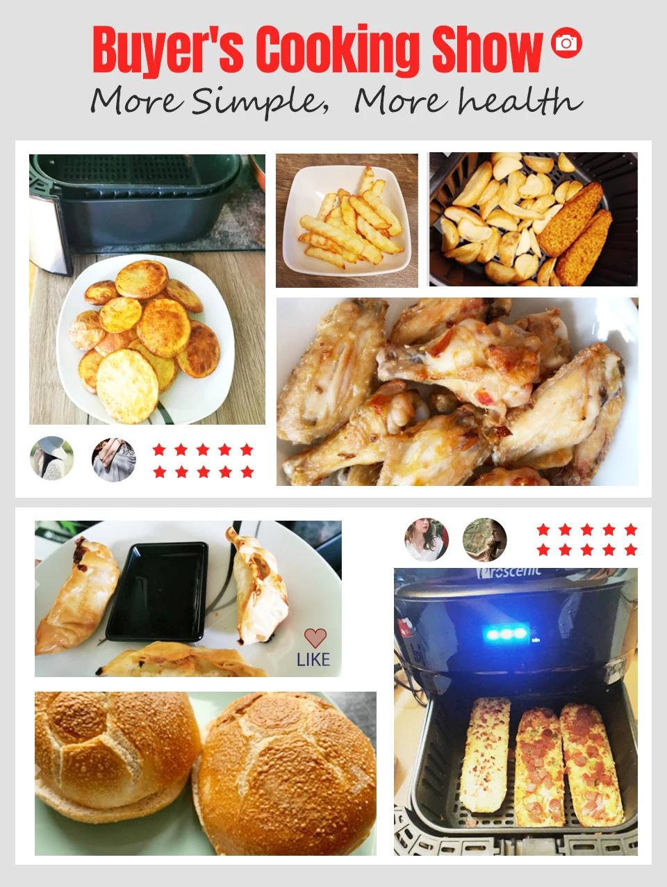 Proscenic T21 Air Fryer, 5.5L with Touch Screen Panel, APP and Voice Control, Nonstick Basket, Recipe Book, BPA and PFOA Free