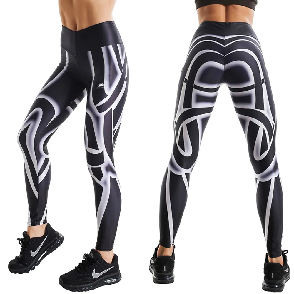 Push Up Elastic High Waist Printed Leggings Women Feather Letters Cross Waist Leggings For Weight Loss Tummy Control