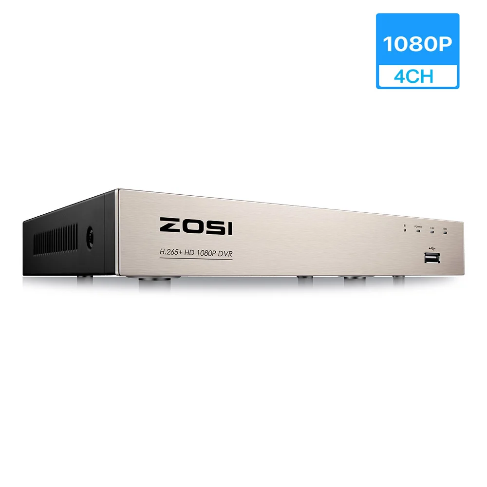ZOSI 4 canales TVI 1080P DVR, grabador DVR de seguridad con HDMI, reproducción, Smartphone Internet & remoto accesible, alarma