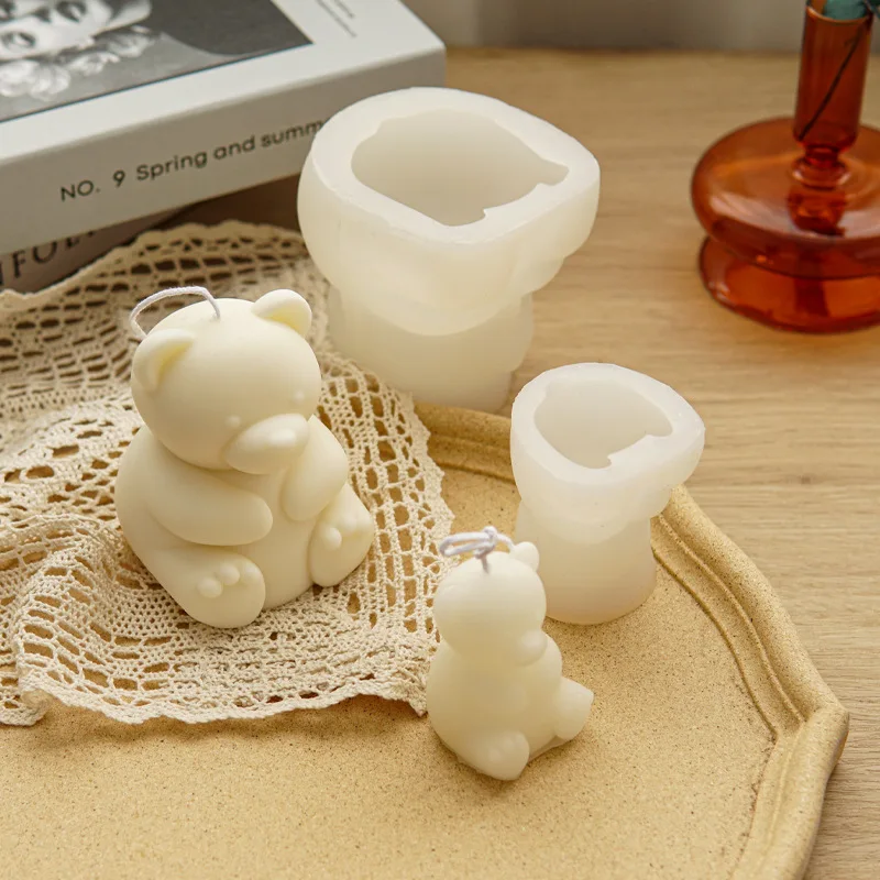 Description Picture 2 of item3D Sitting Bear Silicone Candle Mold Diy Simulated Animal Soap Aromatherapy Plaster Resin Making Kit Home Decoration Crafts