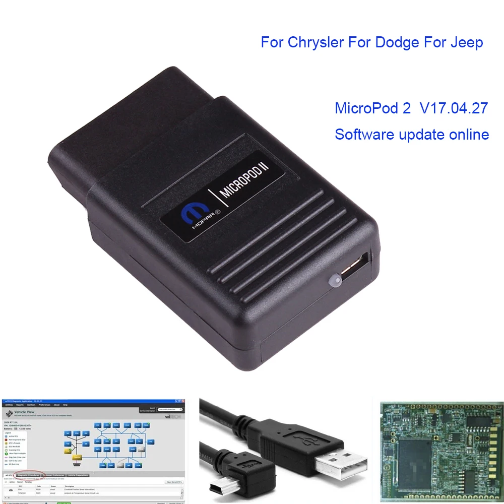 US $162.60 Witech MicroPod 2 V170427 MICROPOD ii Diagnostic Tool For Chrysler Dodge Jeep Fiat MultiLanguages