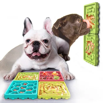 

Dog Lick Pad Set Slow Feeder Mat and Slow Dispensing Treater Mat Suctions to Wall for Pet Bathing Grooming