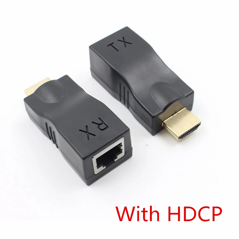 black with HDCP Kebidu HDMI удлинитель 4k RJ45 Порты LAN сеть HDMI Расширение до 30 м по CAT5e/6 UTP LAN Ethernet кабель для HDTV HDPC - Цвет: black with HDCP