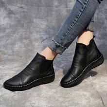 Г. Новая женская обувь на весну-осень кожаные ботинки для отдыха на мягкой плоской подошве fhn89