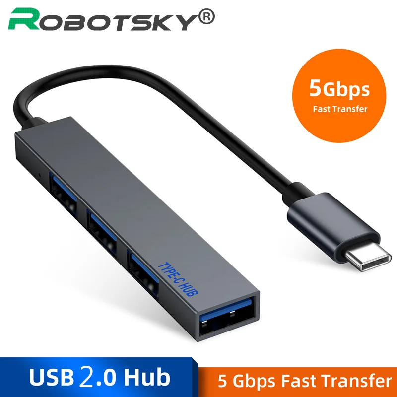 USB C концентратор 4 порта type C к USB 2,0 сплиттер конвертер Кабель-адаптер для MacBook ноутбука планшета компьютера