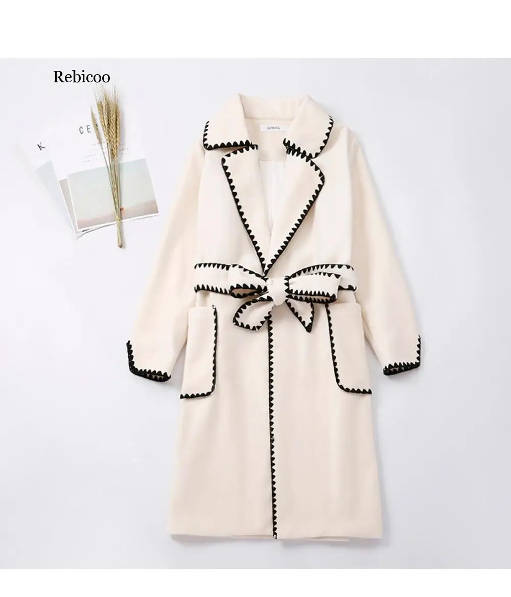 

Женская куртка с длинным рукавом, Повседневная Свободная двубортная куртка с отложным воротником, Осень-зима