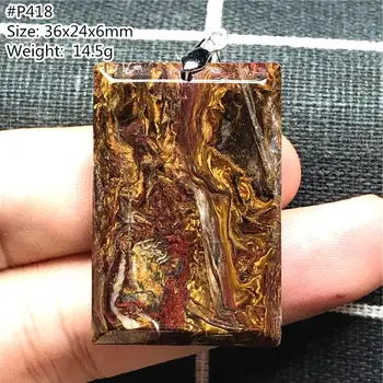

Real Natural Red Yellow Pietersite Pendant Jewelry For Women Lady Man Crystal Rectangle Beads Silver Namibia Energy Stone AAAAA