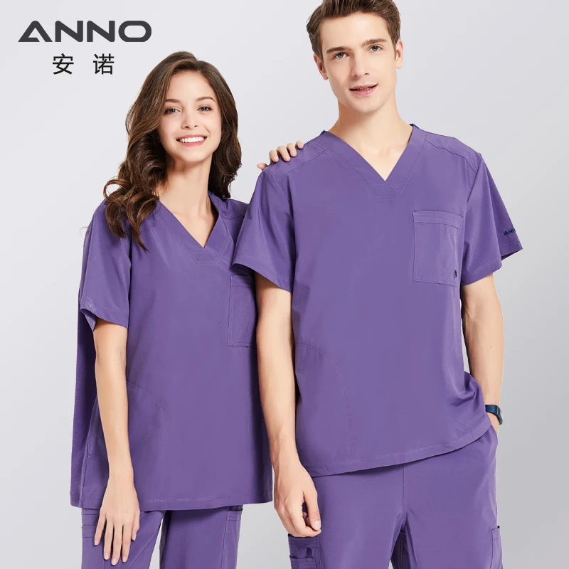 Nurse Uniform Non Stick Hair Fabric Pet Hospital Clothes Scrubs Set Work Doctor Suit Stretch Elasticity Cool Material