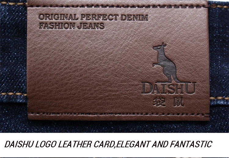 DAISHU Winter Warm Fleece Men's Jeans Thick Denim Jeans Straight Fit Trousers Cotton Velvet Pants men Large size 40 42 44