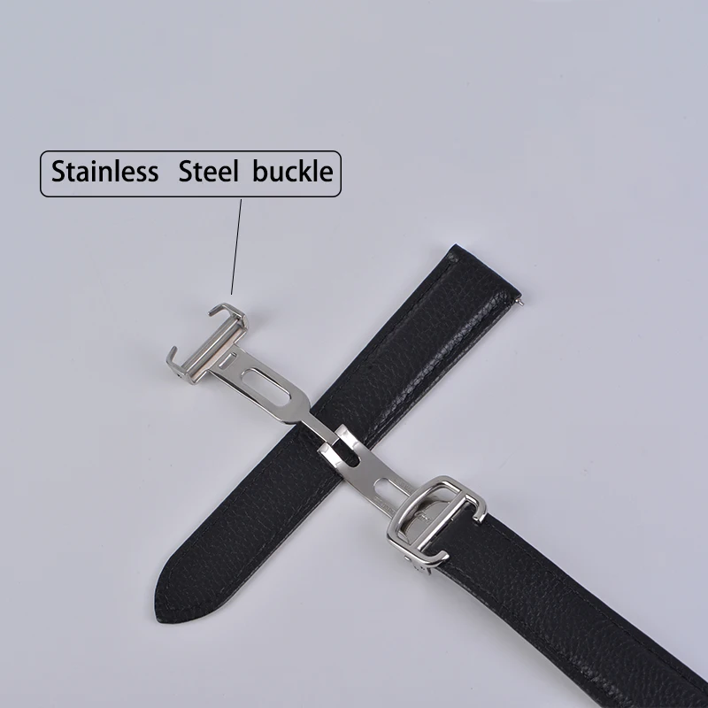 Watch strap Soft genuine leather High quality suitable for Cartier tank solo London Sandoz Watch strap Durable all steel buckle
