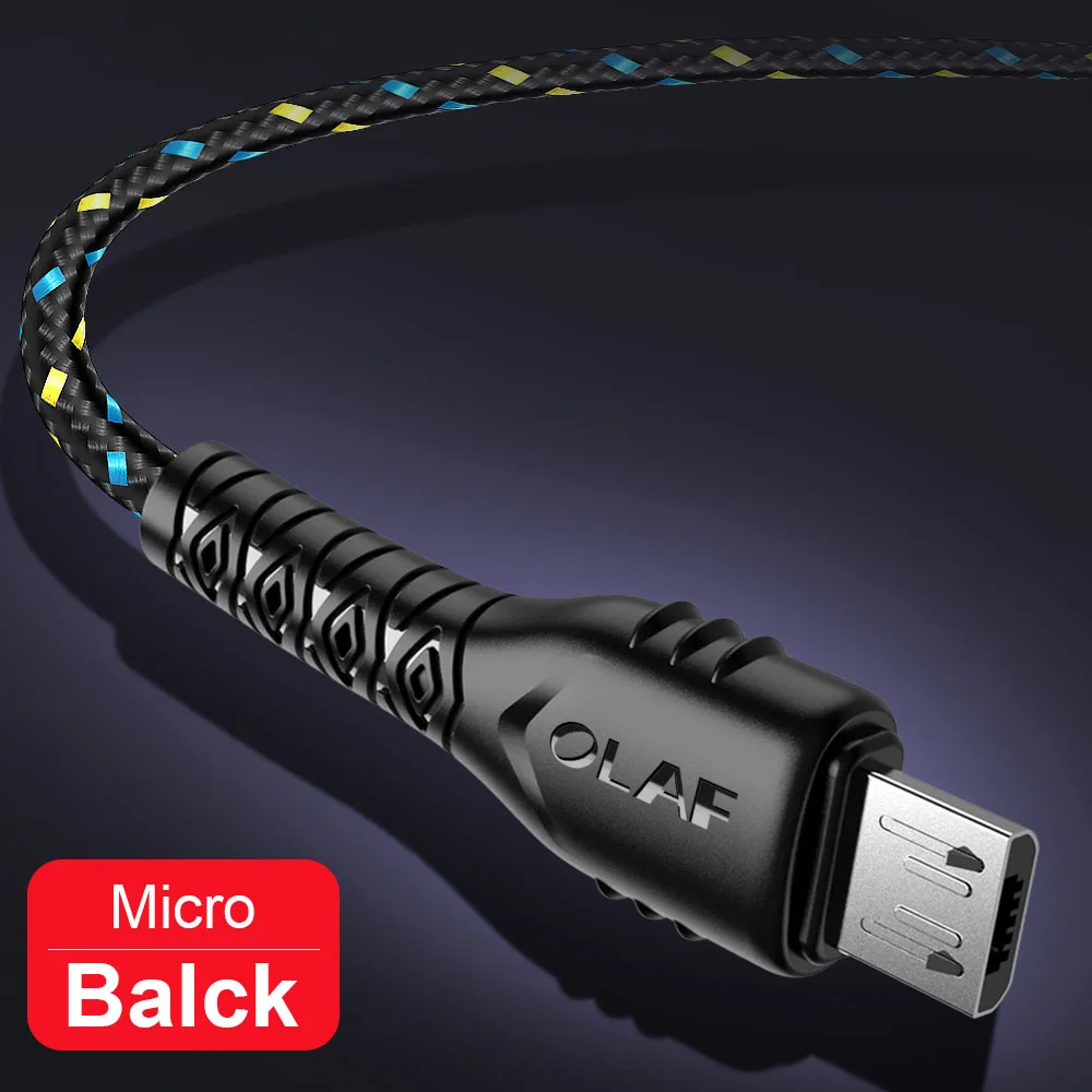 Олаф нейлоновый плетеный кабель Micro USB 2.4A кабель для быстрой зарядки 1 м 2 м 3 м для samsung huawei Xiaomi Android провод для мобильного телефона