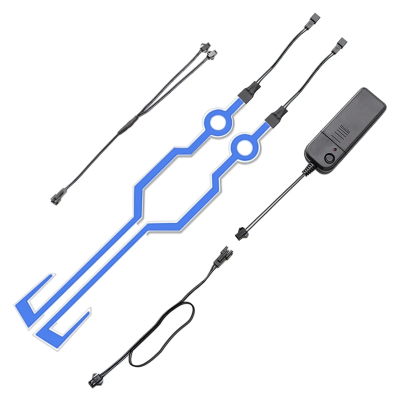 2 Pcs Motorcycle Helmet Night Riding Cold Lights Kit  Signal Flashing Stripe LED Luminous Sticker Universal Waterproof Durable