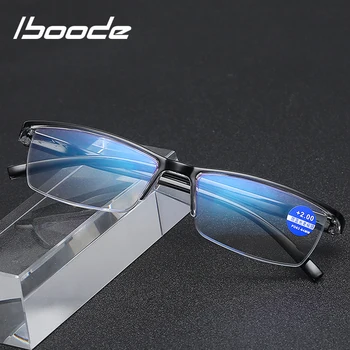 

iboode Half Frame Business Reading Glasses Men Anti Blue Rays Presbyopia Glasses Women Presbyopic +1.0 1.5 2.0 2.5 3.0 3.5 4.0