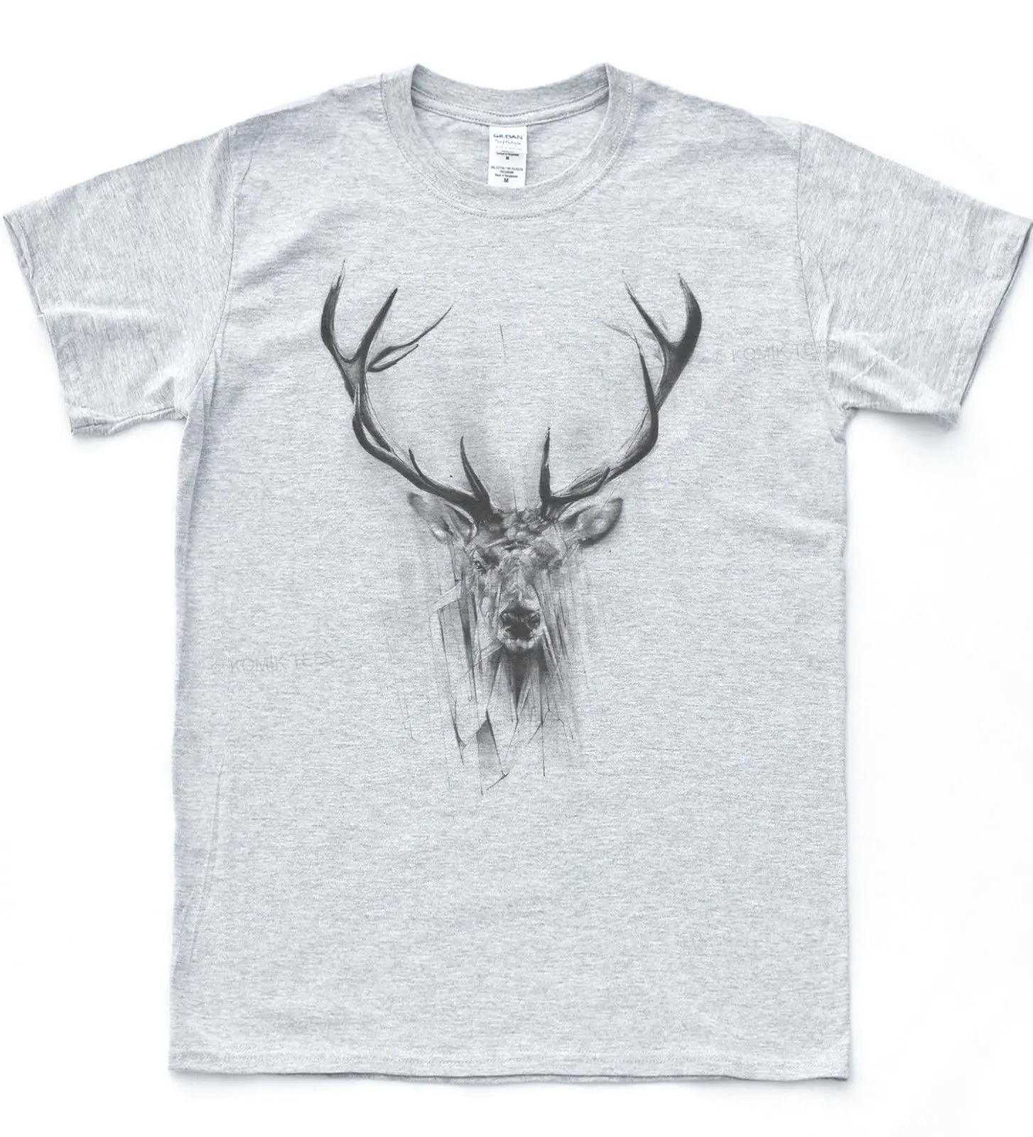Deer Sketch Drawing T-shirt Art Animal Stag Head Tee Indie Vintage Hipster Top |