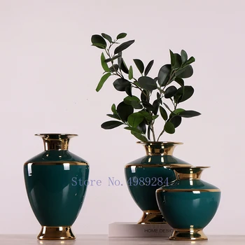 

Creative ceramics Chinese Retro vase Flower arrangement accessories Hydroponics Gold vase Modern home decoration wedding