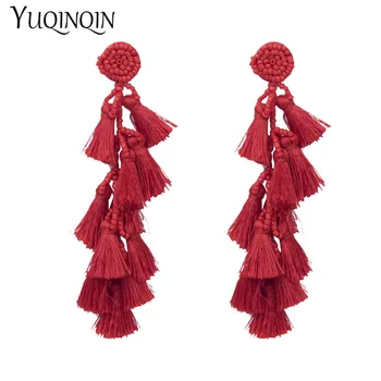 

Fashion Resin Long Tassel Earrings For Women Ethnic Wedding Drop Earings Hanging Big Dangle Earring Statement Bohemian Brincos