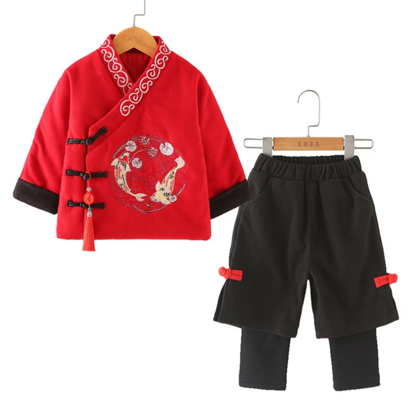 Китайская ветровка детская одежда для девочек Hanfu китайская Новогодняя