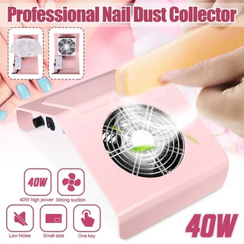 

40W Nail Dust Collector Nail Suction Fan Nail Dust Vacuum Cleaner Manicure Machine with 2 Dust Collecting Bag Salon Tools