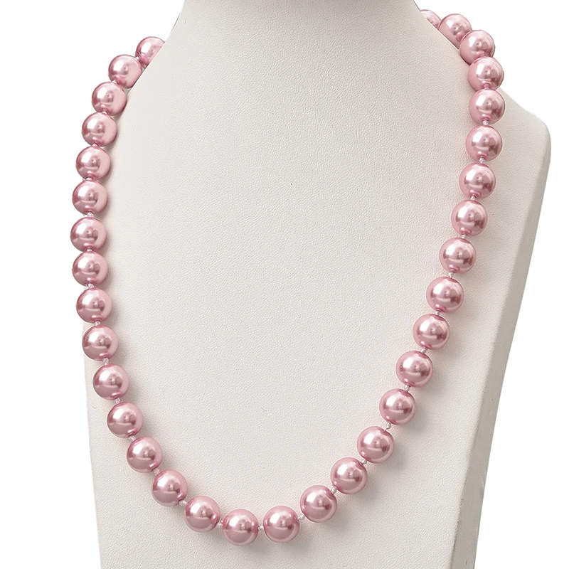 Pretty 10mm Size For Pink Pearls Necklace Jewelry Making Handmade Diy Imitation 18inch Statement Women H848 | Украшения и