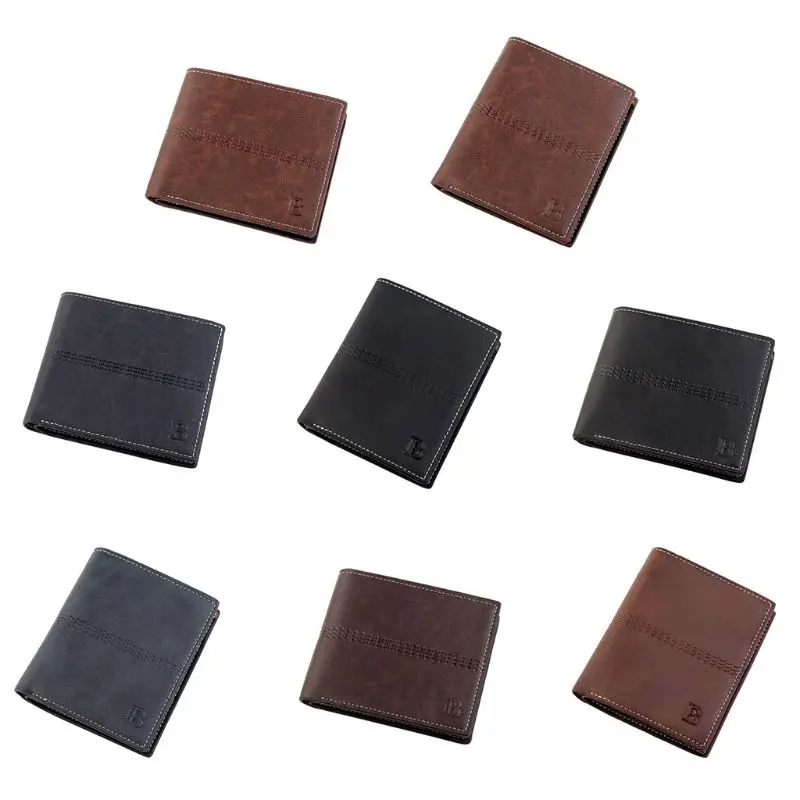 

Men PU Wallet Retro Pocket ID Card Holder Slim Clutch Bifold Minimalist Credit Card Money Purse Holder Fashion Bag Bank Notes