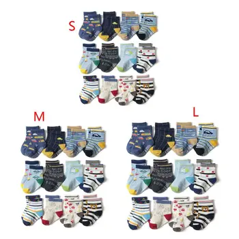 

12 Pair/Set Toddler Baby Combed Cotton Socks Anti-slip Cartoon Floor Stocking new