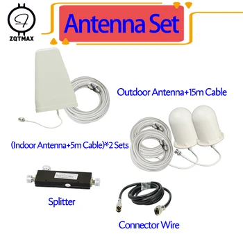 

ZQTMAX 2g 3g 4g mobile signal booster for UMTS LTE repeater 900 1800 2100 cellular data , 1 to 2 indoor set cable splitter