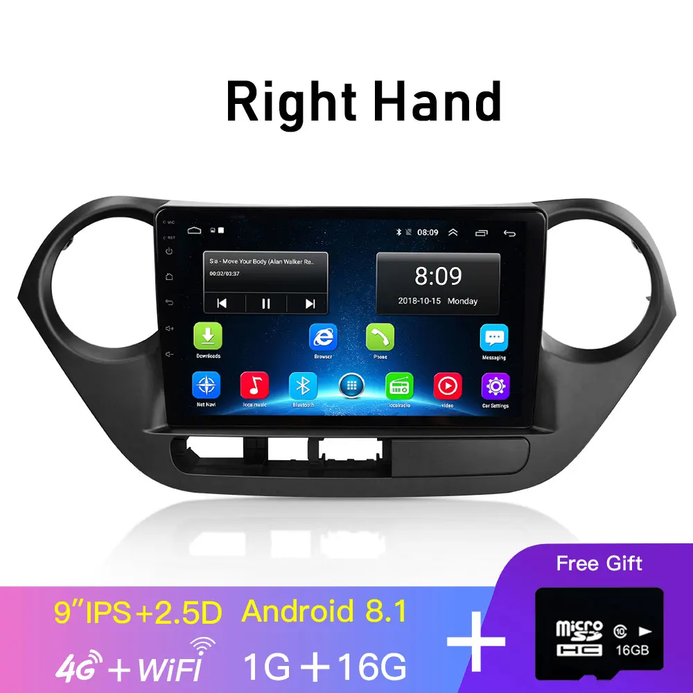 1-16 4G-Right EKIY 9 ''2.5D No 2 Din Android автомобильный Радио мультимедийный плеер Аудио Видео gps навигация для hyundai Grand I10 2013 - Цвет: 1-16 4G-Right