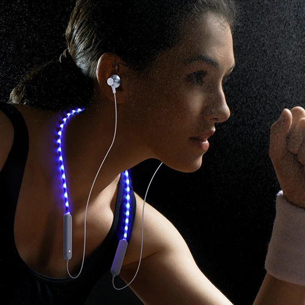 Беспроводные bluetooth-наушники, монтируемые на шею, в уши, сабвуфер, крутой светодиодный свет, наушники для iPhone, Android, смартфонов