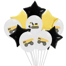 Трансграничной Лидер продаж 12-дюймовый Цвет экскаватор Алюминий пленка конфетти-блестки набор воздушных шаров тематическая вечеринка на день рождения украшения