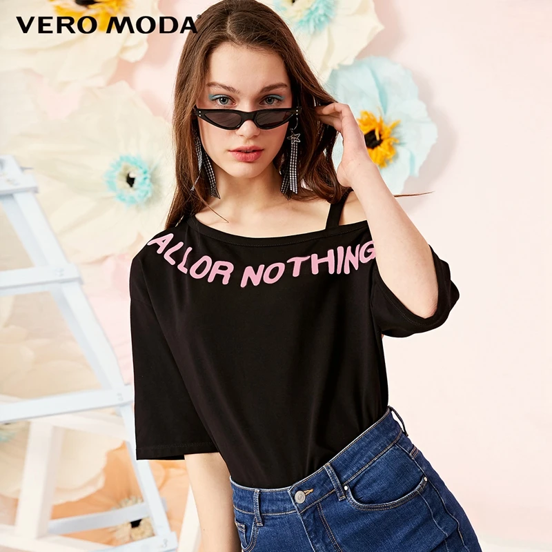 Vero Moda Новая Женская Асимметричная диагональная футболка с коротким рукавом | 3191T1504