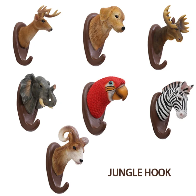 

American Style Creative AnimalHead Hanging Hook Strong Seamless Sticking Hook Decorative Keys Hanger Wall Home Hook