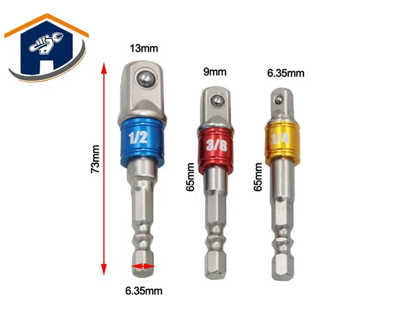 HS инструменты 3 шт. переходник для бит Набор шестигранный хвостовик 1/" 3/8" 1/" Ударный удлинитель сверло бар драйвер электрические буровые головки