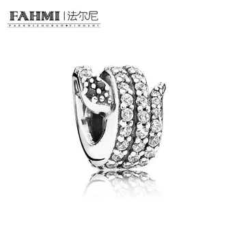 

FAHMI 100% 925 Sterling Silver 1:1 Authentic 791539CZ Sparkling Snake Charm CZ Black Crystal Bracelet Original Women Jewelry