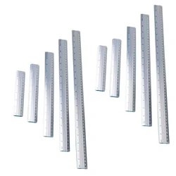 Régua reta portátil de alumínio, régua reta portátil multicolorida, régua de metal durável, conjunto de papelaria prático para escritório e escola em casa com 10 peças/2 conjuntos