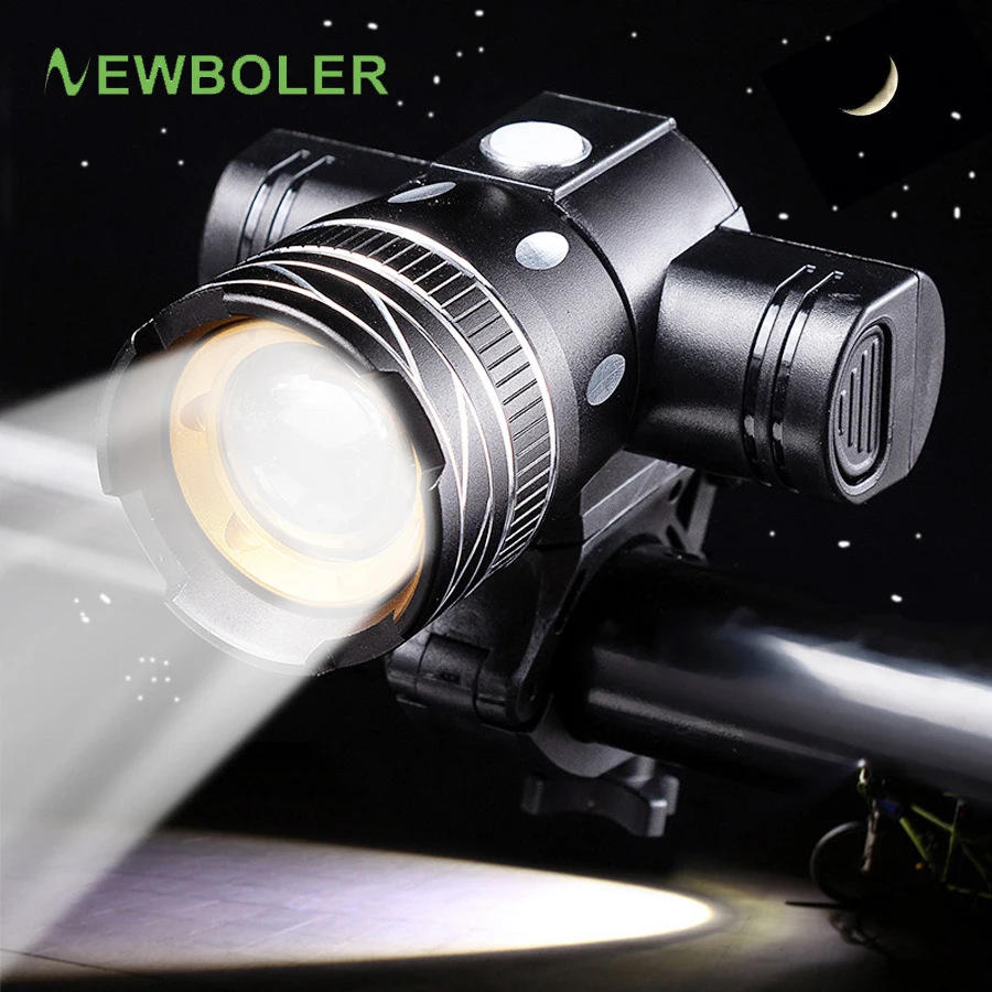 NEWBOLER 800LM Фонарик Для Велосипеда T6 Zoom светодиодный налобный светильник USB зарядка велосипедный передний светильник набор задний светильник водонепроницаемый велосипед аксессуары