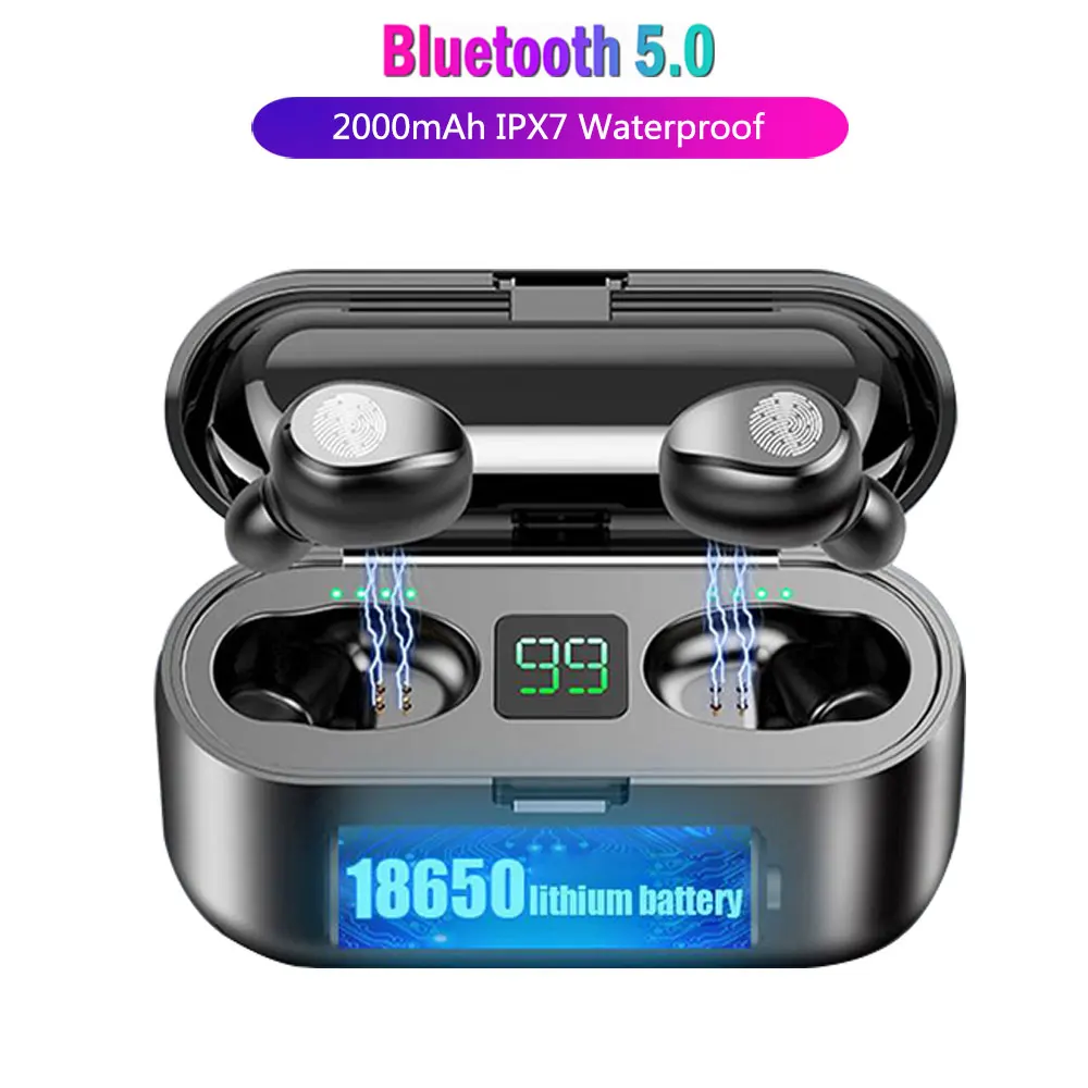 

Wireless Earphone Bluetooth V5.0 TWS Wireless Bluetooth Headphone LED Display With 2000mAh Power Bank Headset With Microphone