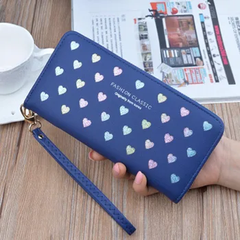 

Fashion Women Wallets Multifunctional Purses Zipper Long Large-capacity Bag Love Colorful Hollow Wallet 19*2.5*10CM