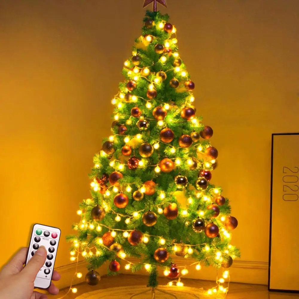 US $11.85 2 In 1 USB 100 LED Fairy Light Battery New Years Garland Remote Control 10m String Light Christmas Decorations For Home Bedroom