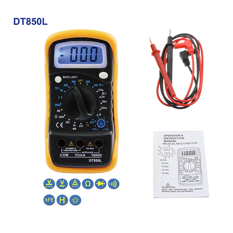 

Portable DT830L Multimeter LCD Digital Multimeter Handheld LCD Backlight AC/DC Ammeter Voltmeter Ohm Tester Meter Multimeter
