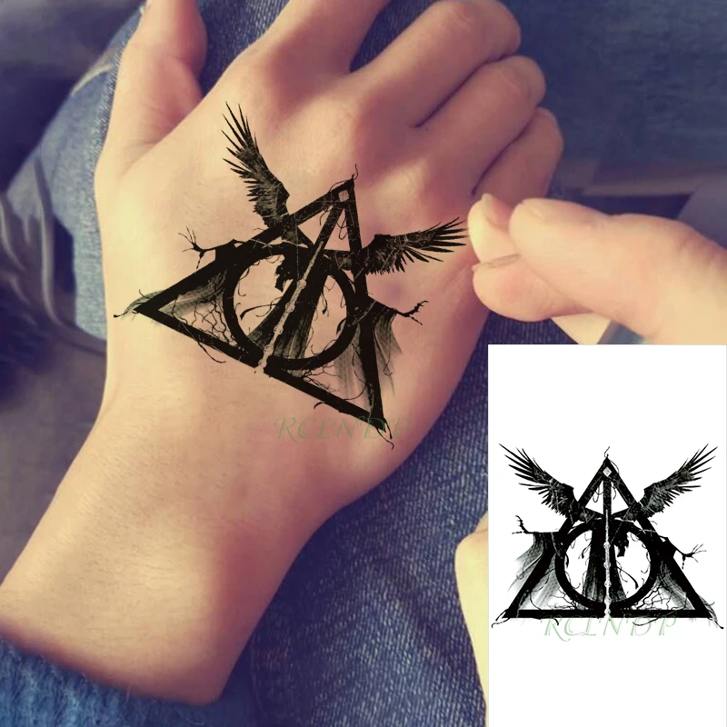 045 Autocollant De Tatouage Temporaire étanche Ailes De Personnage De Film Série Sombre Noir Petite Taille Bras De Main Tatto Faux Tatoo Pour
