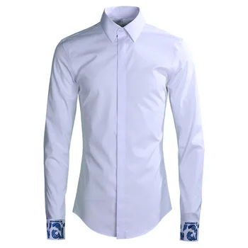 

Letter Sleeve Shirt Cloud Pattern Embroidery Male Shirt 398 Men's Wear Literature And Art Middle Guofeng Men Shirt