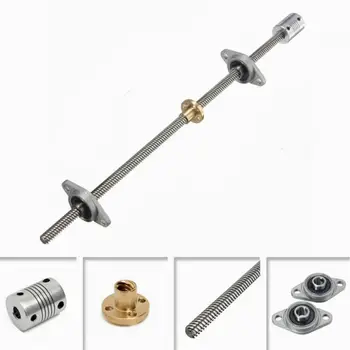 

T8 300mm Stainless Steel Lead Screw Set with Shaft Coupling and Mounted Ball Bearing for Printer