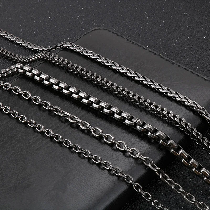 KALEN Stainless Steel Matte Long Linking Chain Necklace Men Brushed Snake Chain Box Chain Choker Necklace Jewelry Accessories