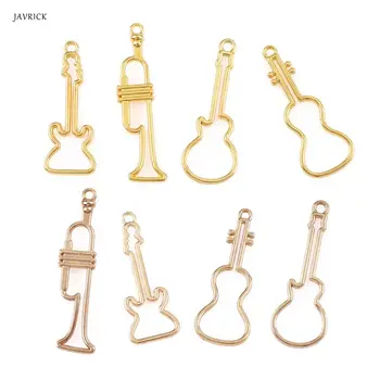 

JAVRICK 4Pcs Musical Instruments Guitar Sax Bass UV Resin Frame Pendant Jewelry Making