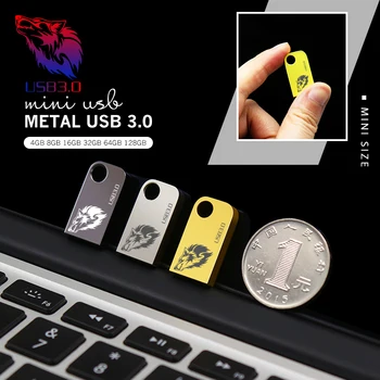 

Three color wolf head 32GB USB Flash Drive Metal Waterproof Pen Drive 64GB 128GB USB Stick Flash Drive